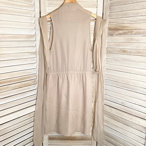 Vintage Crispin & Basilio Nude Beige Blush 100% Silk Draped Front Mini Dress XS - Picture 7 of 11